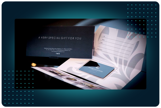 Branded Dunboyne Castle Hotel & Spa gift card, powered by Facilipay. The perfect luxury gift for a stay, spa day, or dining in Co. Meath.