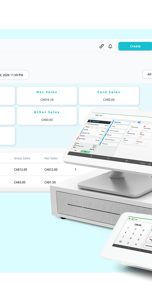 FaciliPay cloud reporting and analytics dashboard with connected POS hardware.