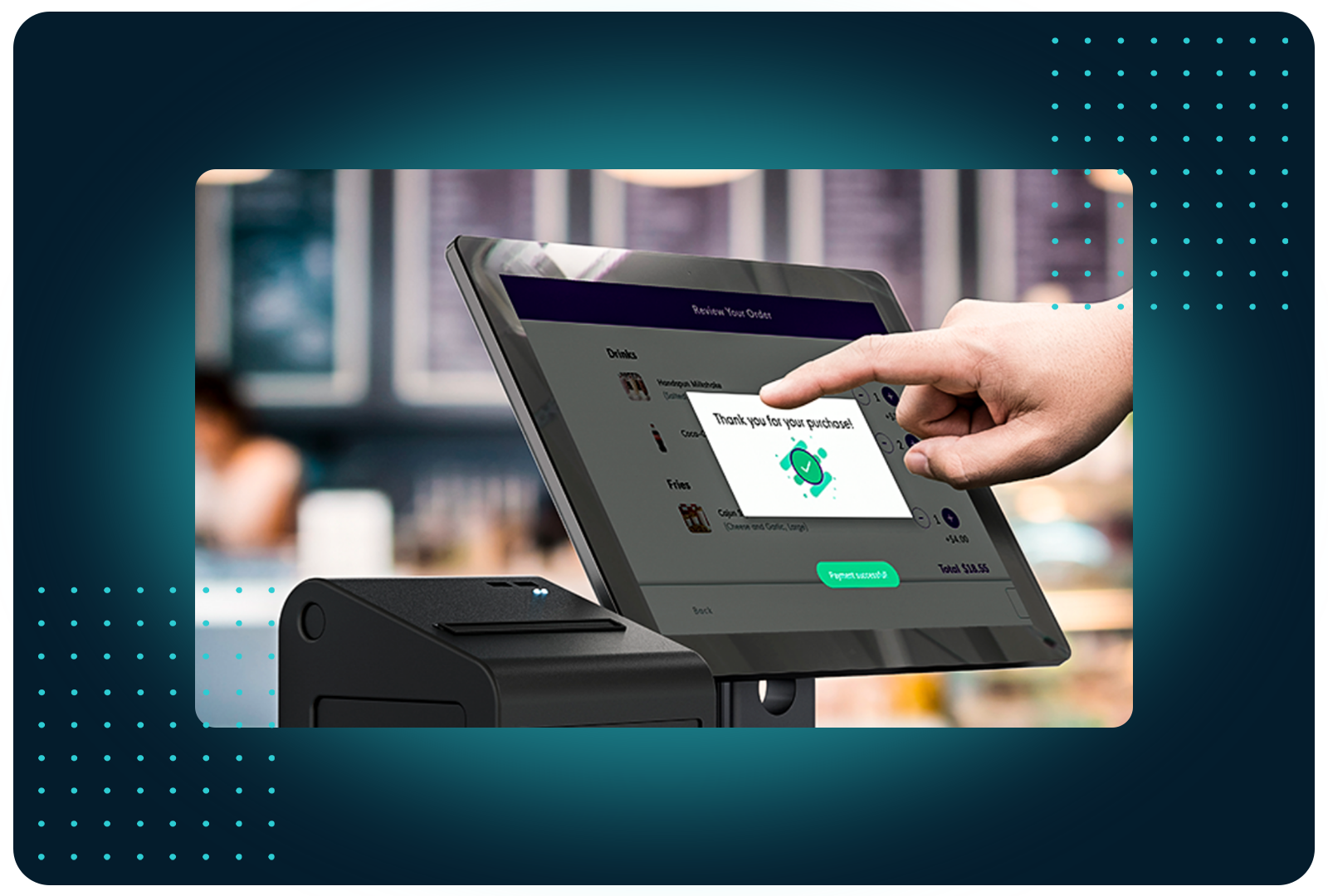 Facilipay powers self-checkout kiosks with easy order review and instant payment confirmation for faster service.