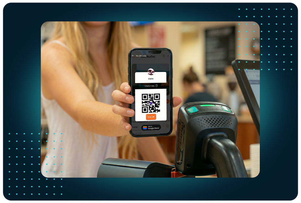 Pre-funded digital wallet lets customers scan a QR code to pay instantly at checkout — fast, secure, cashless payments in-store.