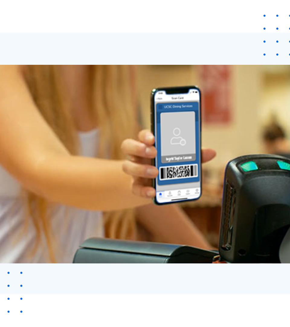Students using cashless payment app on campus