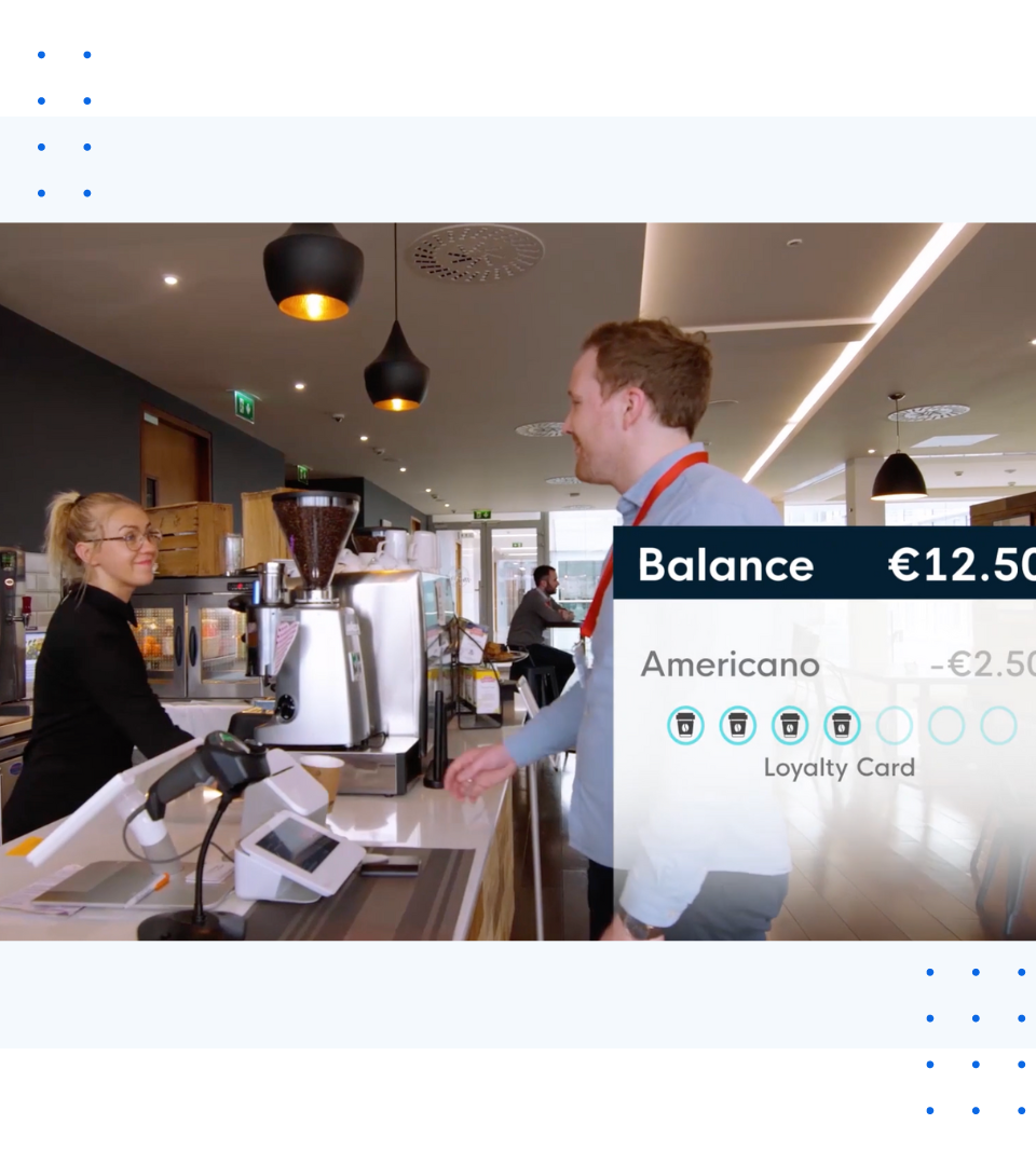 Employee using digital wallet for workplace payment