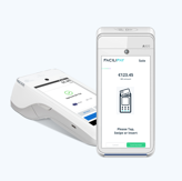 Member tapping a prepaid club members card on a smart payment terminal at the bar